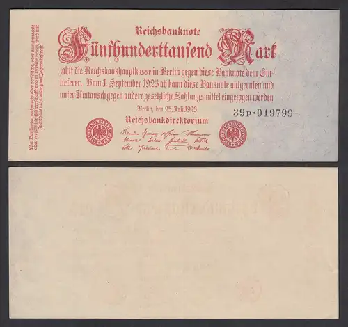 500-tausend Mark 1923 Ro 91b Pick 92 FZ: P BZ: 39 aUNC (1-)     (28366