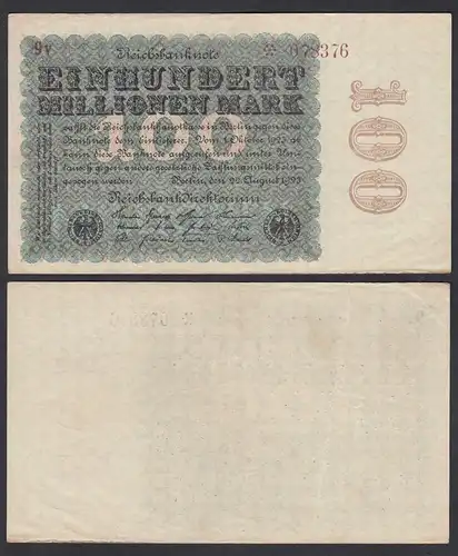 100 Millionen Mark 1923 Ro 106e Star Note FZ: V BZ: 9   (28370