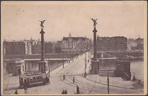 AK Prag Brücke Strassenbahn Bridge tramway 1928  (28404