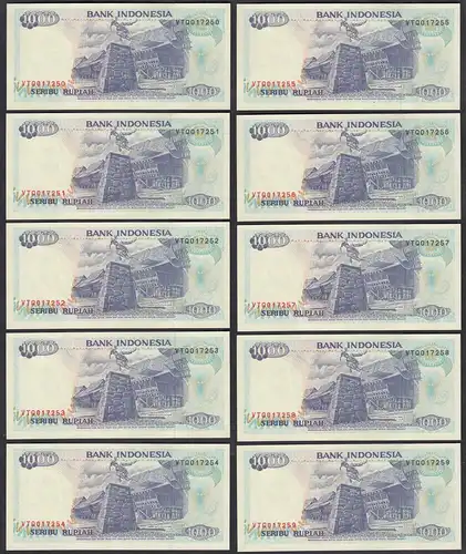 Indonesien - Indonesia - 10 Stück á 1000 Rupiah 1992/1994 Pick 129c UNC (1)