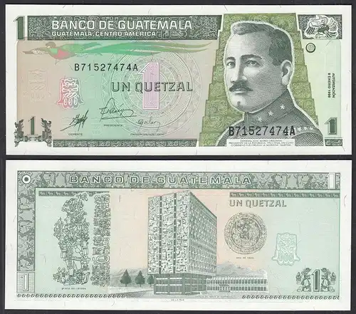 Guatemala 1 Quezal Banknote 1998 UNC (1) Pick 99  (28536