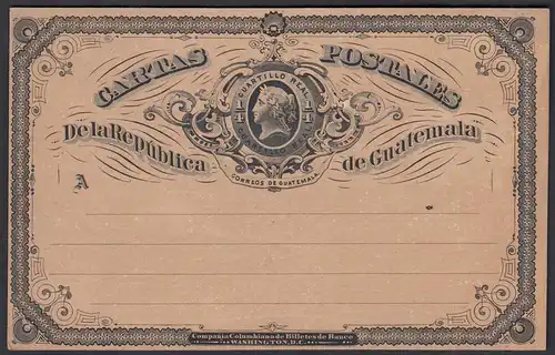 Guatemala Ganzsache Postkarte 1/4 Real postal stationery postcard unused  (28458