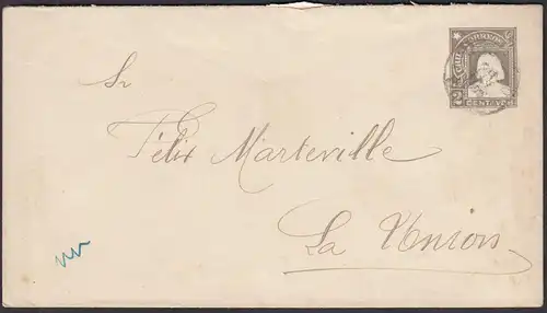 Chile 1909 Ganzsachen Umschlag Postal Stationrey nach La Union  (28454