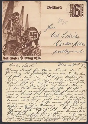 Propaganda Card Ganzsache 1934 Nationaler Feiertag 1934    (28737