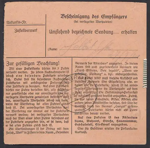 D.Besetzung 2.WK Elsass Strassburg 1941 40 Pfg.mit Mi.12 n.Oberbronn Paketkarte
