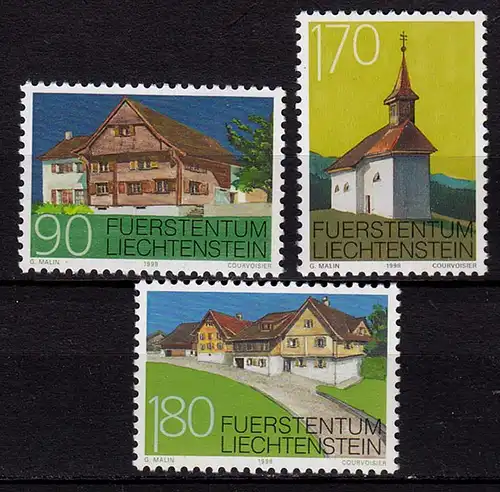 Liechtenstein Baudenkmäler 1998 Mi. 1186-88 ** unter Postpreis  (c110