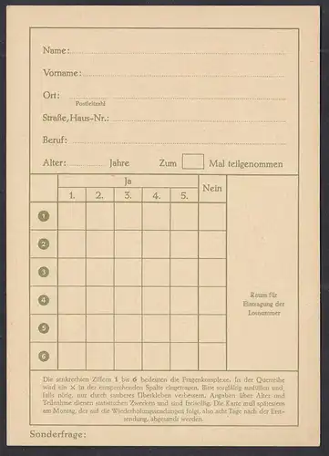 Berlin Ganzsache 1962 Funklotteriekarte 10 Pfg. Dürer FP6 *    (28771