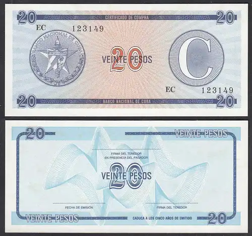 Kuba - Cuba 20 Peso Foreign Exchange Certificates 1985 Pick FX15 aUNC    (28789