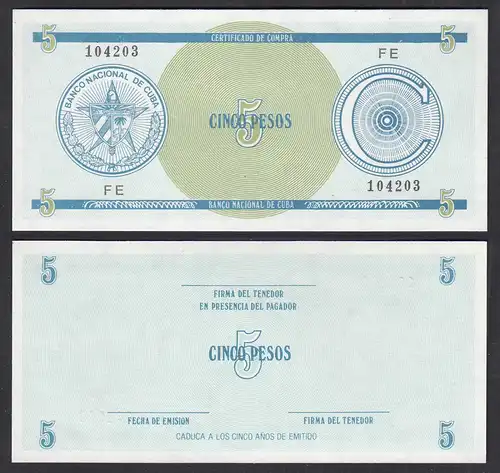 Kuba - Cuba 5 Peso Foreign Exchange Certificates 1985 Pick FX13 UNC (1)  (28795