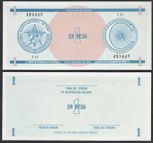 Kuba - Cuba 1 Peso Foreign Exchange Certificates 1985 Pick FX11 UNC (1)  (28797