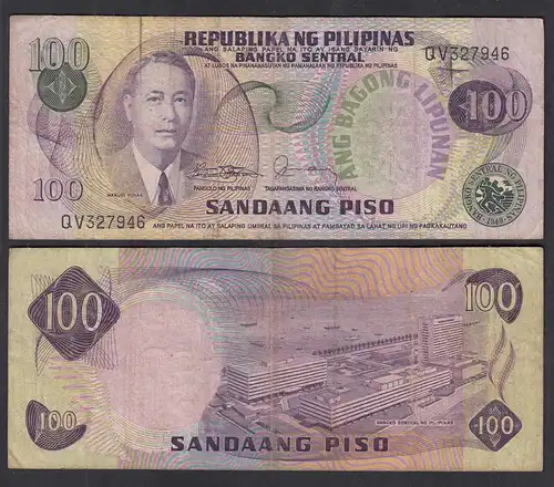 PHILIPPINEN - PHILIPPINES 100 Pesos 1978 Pick 164c sig.10 F (4)  (28799