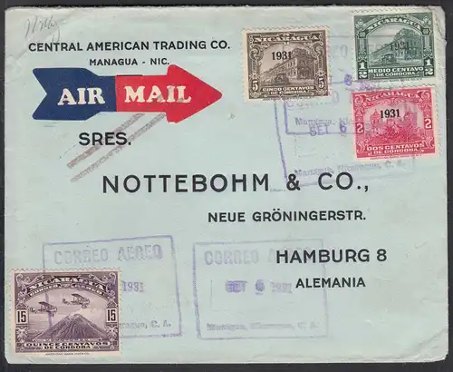 Nicaragua 1931 Bedarfsbrief von Managua nach Hamburg     (28398