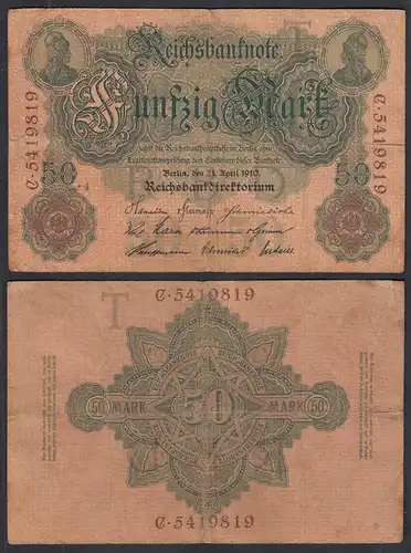 Reichsbanknote 50 Mark 1910 Ro 42 Pick 41 T/C  F (4)       (28897