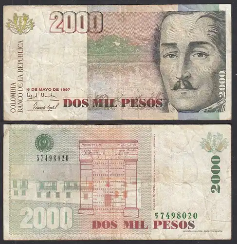 KOLUMBIEN - COLOMBIA - 2000 PESOS 1997 - Pick 445b F (4)   (28921