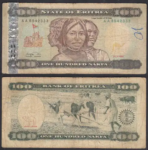 Eritrea 100 Nakfa Banknote 1997 Pick 6 VG (5)   (28941