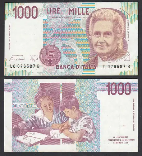 Italien - Italy 1000 Lire Banknote 1990 Pick 114a  XF (2)    (28951