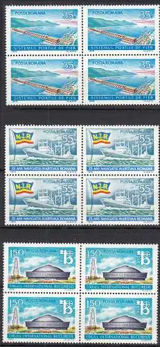 Rumänien-Romania 1970 Mi. 2864-66 ** MNH Iron Gates Dam Commercial fleet bl.of 4