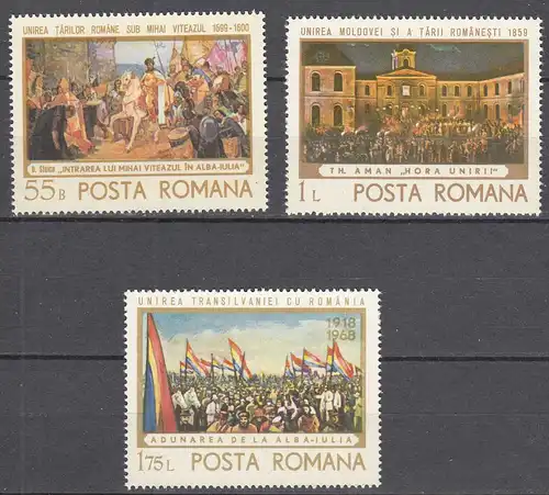 Rumänien-Romania 1968 Mi. 2721-23A set ** MNH Integration Transylvania   (65386