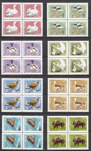 Rumänien-Romania 1968 Mi. 2724-31 ** MNH Fauna in nature reserves Block of 4