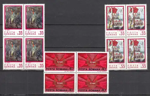 Rumänien-Romania 1971 Mi. 2928-30 ** MNH 50 years KP Block of 4   (65395