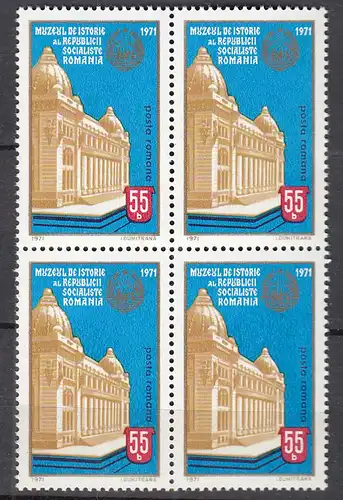 Rumänien-Romania 1971 Mi. 2927 ** MNH Museum history Block of 4   (65397