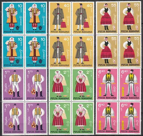 Rumänien-Romania 1973 Mi. 3110-15 ** MNH National costumes Block of 4   (65399