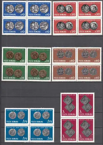 Rumänien-Romania 1970 Mi. 2850-55 ** MNH Old Coins Block of 4   (65406