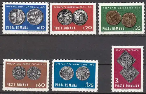 Rumänien-Romania 1970 Mi. 2850-55 ** MNH Old Coins    (65407