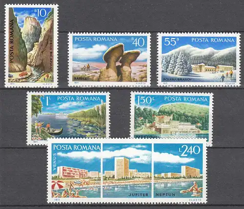 Rumänien-Romania 1971 Mi. 2921-26 ** MNH Tourism    (65409