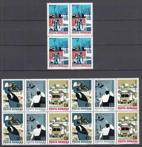 Rumänien-Romania 1970 Mi. 2883-86 ** MNH Flood relief Block of 4    (65411