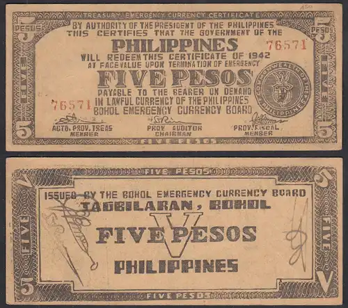 Philippines 5 Centavos 1942 WWII Emergency Note nice condition    (28819