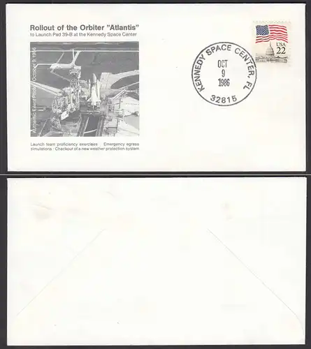 US Space Cover 1986 Shuttle Atlantis Rollout Kennedy Space Center  (28659