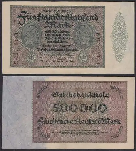 Reichsbanknote -  500 Tausend Mark 1923 Ro 87d XF (2) Serie E  (29025