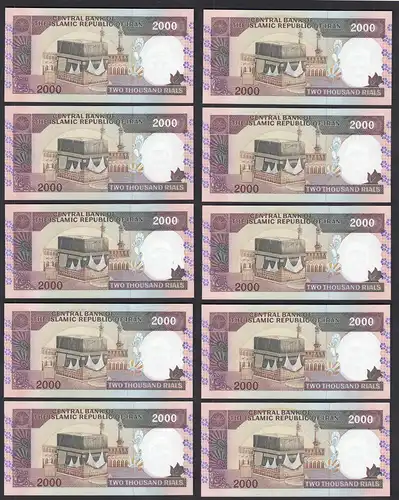 IRAN (Persien) - 10 Stück á 2000 RIALS (1983) Pick 141j UNC (1) Dealer Lot
