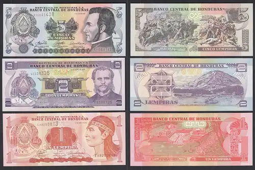 Honduras 1,2,5 Lempira 3 Stück Banknoten 2006/2008 UNC (1)     (29127