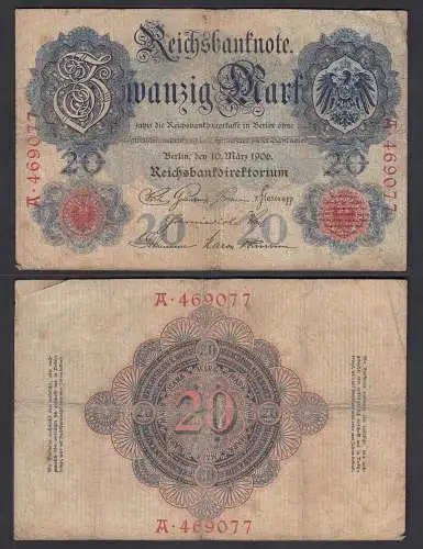 Reichsbanknote 20 Mark 1906 Ro 24a Pick 25 UDR X Serie A - VG (5)     (29133