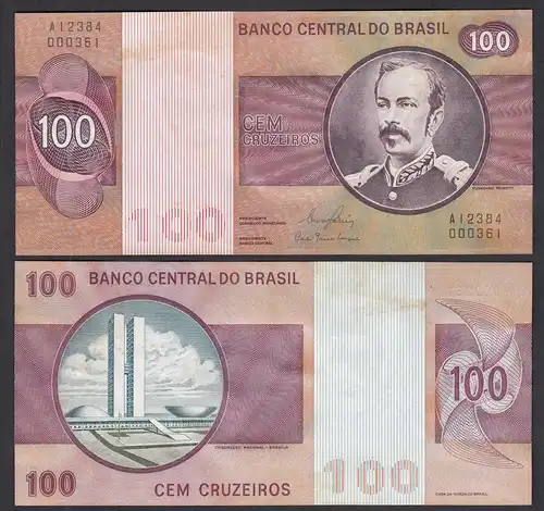 Brasilien - Brazil 100 Cruzados Banknote (1981) Pick 195 Ab XF (2) Sig.20 (29134