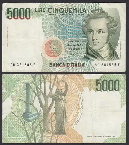 Italien - Italy 5000 Lire Banknote 1985 Pick 111c VF- (3-)     (29156
