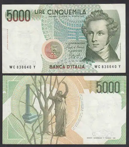 Italien - Italy 5000 Lire Banknote 1985 Pick 111b VF (3)     (29158