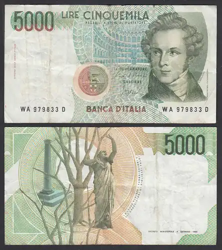 Italien - Italy 5000 Lire Banknote 1985 Pick 111a F (4)     (29160