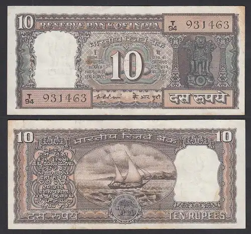 Indien - India - 10 RUPEES Pick 60c sig.80 XF (2-) Letter B    (29203