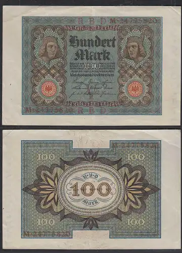 Reichsbanknote - 100 Mark 1920 UDR V Ro 67b Pick 69 VF (3) Serie M   (29367