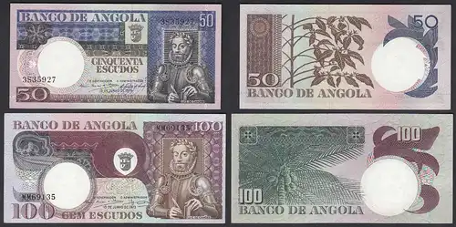 Angola 50 + 100 Escudos Banknoten 1973 Pick 105 + 106 UNC (1)     (29385