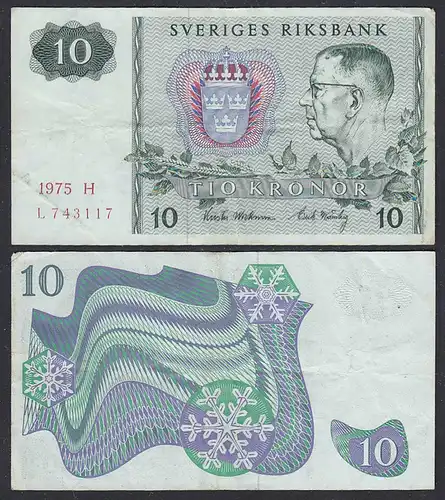 Schweden - Sweden 10 Kronor 1975 Pick 52c VF (3)  (29467