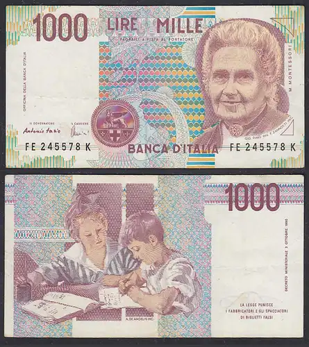 Italien - Italy 1000 Lire Banknote 1990 Pick 114b VF+ (3+)    (29476