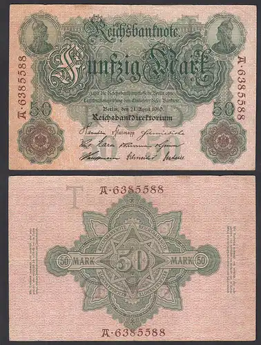 Reichsbanknote 50 Mark 1910 Ro 42 Pick 41 T/A  F (4)       (29490