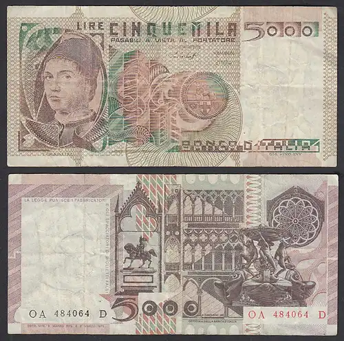 Italien - Italy 5000 Lire 1979 Pick 105a F (4) Präfix OA Surfix D  (29577
