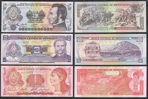 HONDURAS - 1,2,5 LEMPIRAS 2006,2008,2006  UNC (1)   (28534