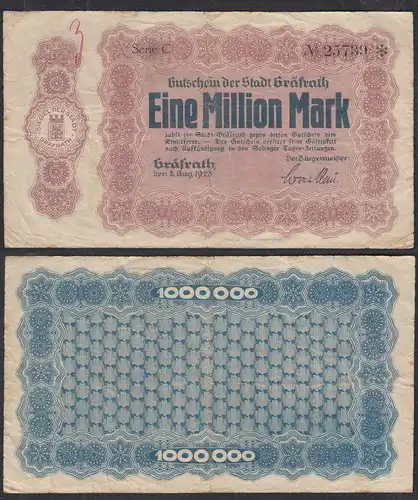 Gräfrath 1 Millionen Mark 1923 Starnote Notgeld F (4)    (29641