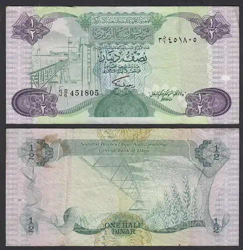 Libyen - LIBYA - 1/2 Dinar Banknote (1984) Pick 48 F/VF (4/3)     (29685